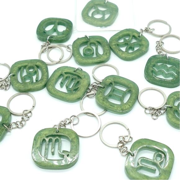 Mystic Olive Green ZODIAC Charm Keychain - Picture 3 of 8